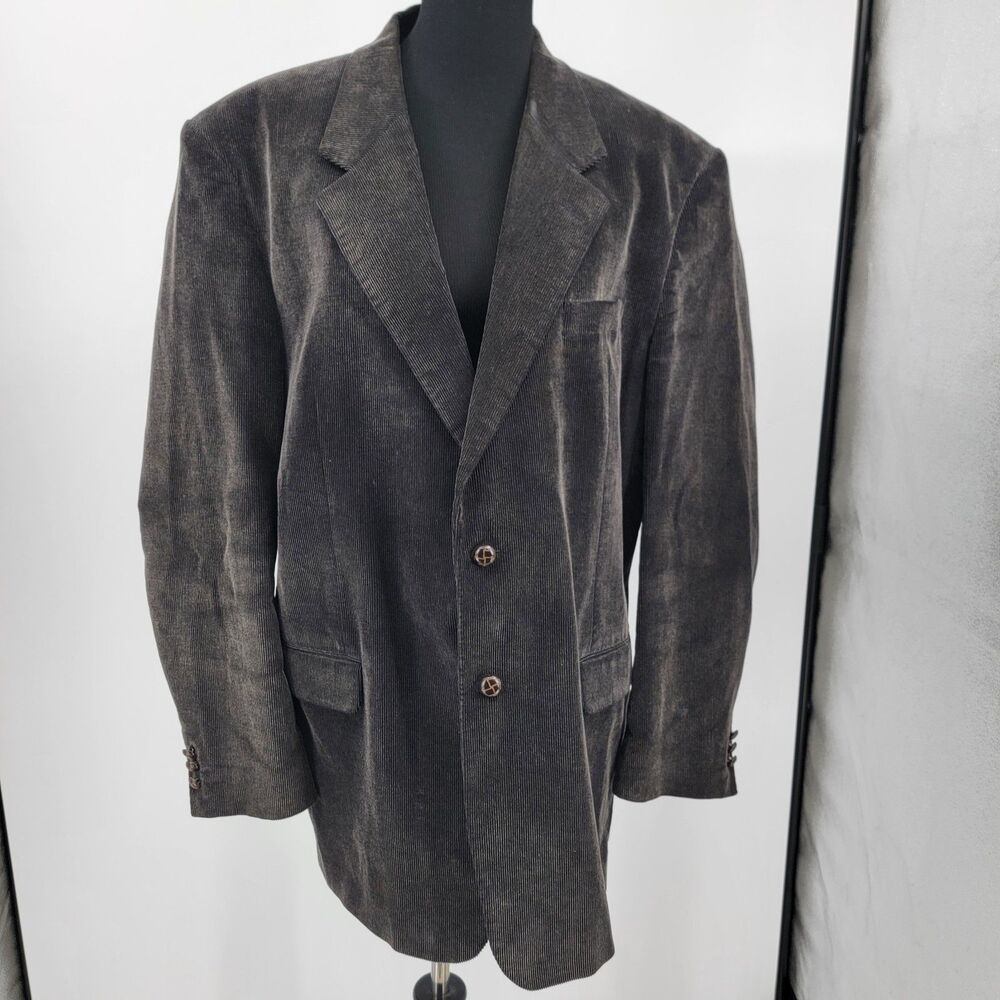 Calvin America Mens 46L Dark Charcoal 100% Cotton Corduroy Sports Coat Blazer